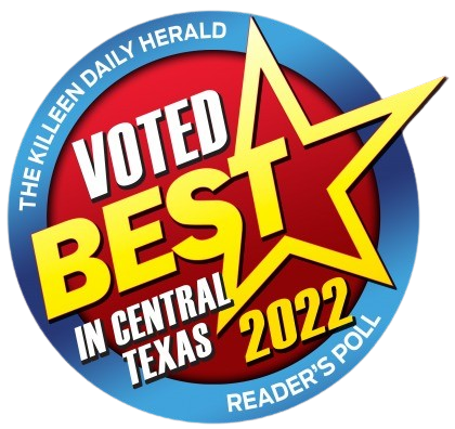 A sticker that says voted best in central texas 2022