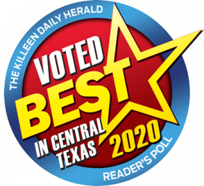 A badge that says voted best in central texas 2020