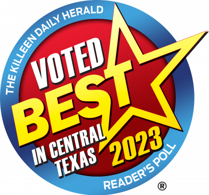 A sticker that says voted best in central texas 2023