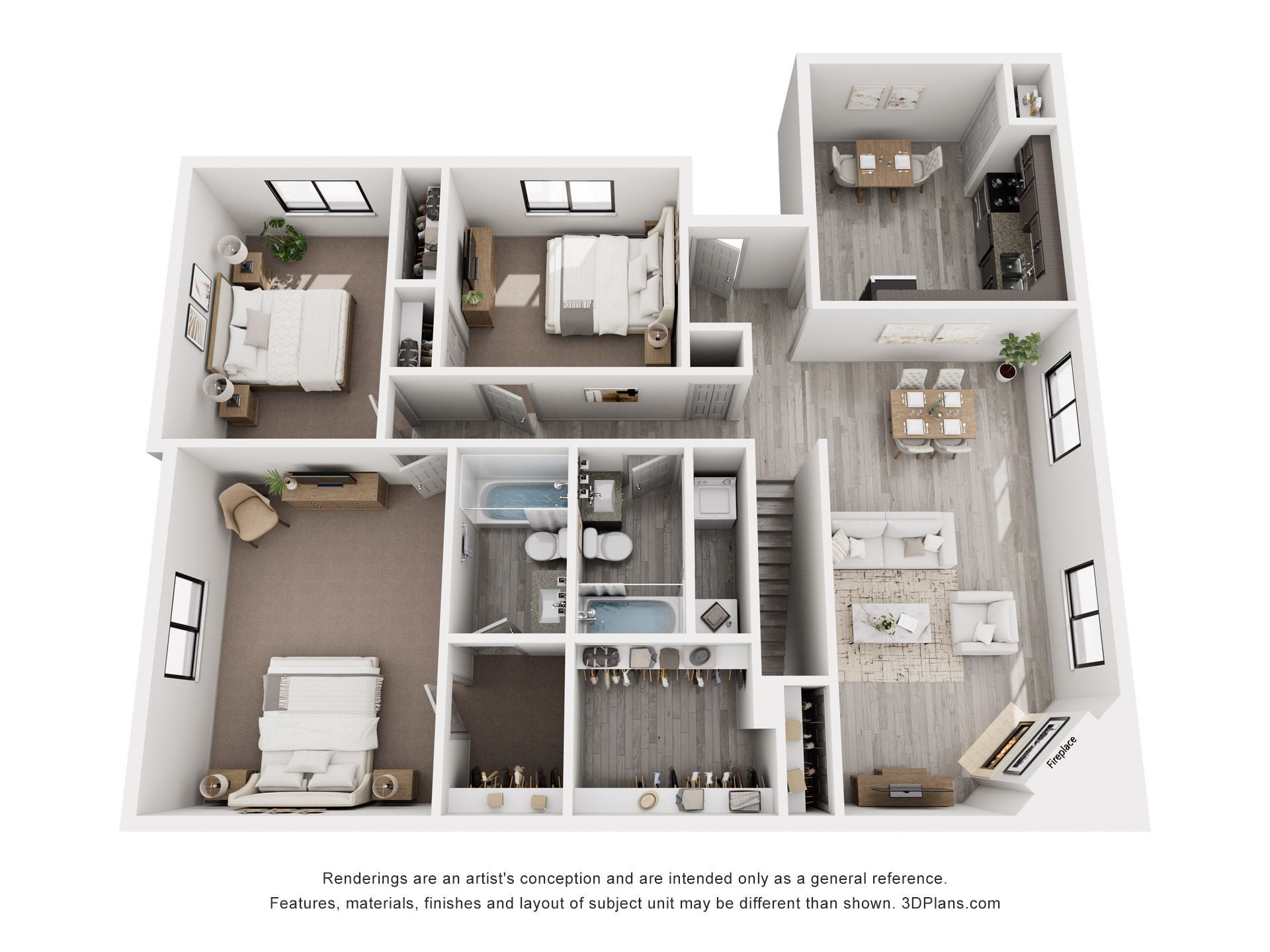 An aerial view of a floor plan of a house.