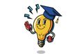 A cartoon light bulb wearing a graduation cap.
