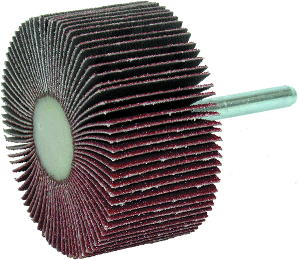 Levigatrice a lamelle con lamelle abrasive color marrone e albero argentato.