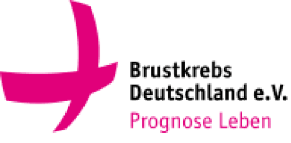Das Logo von Brustkrebs Deutschland e.V. zeigt eine rosa Schleife
