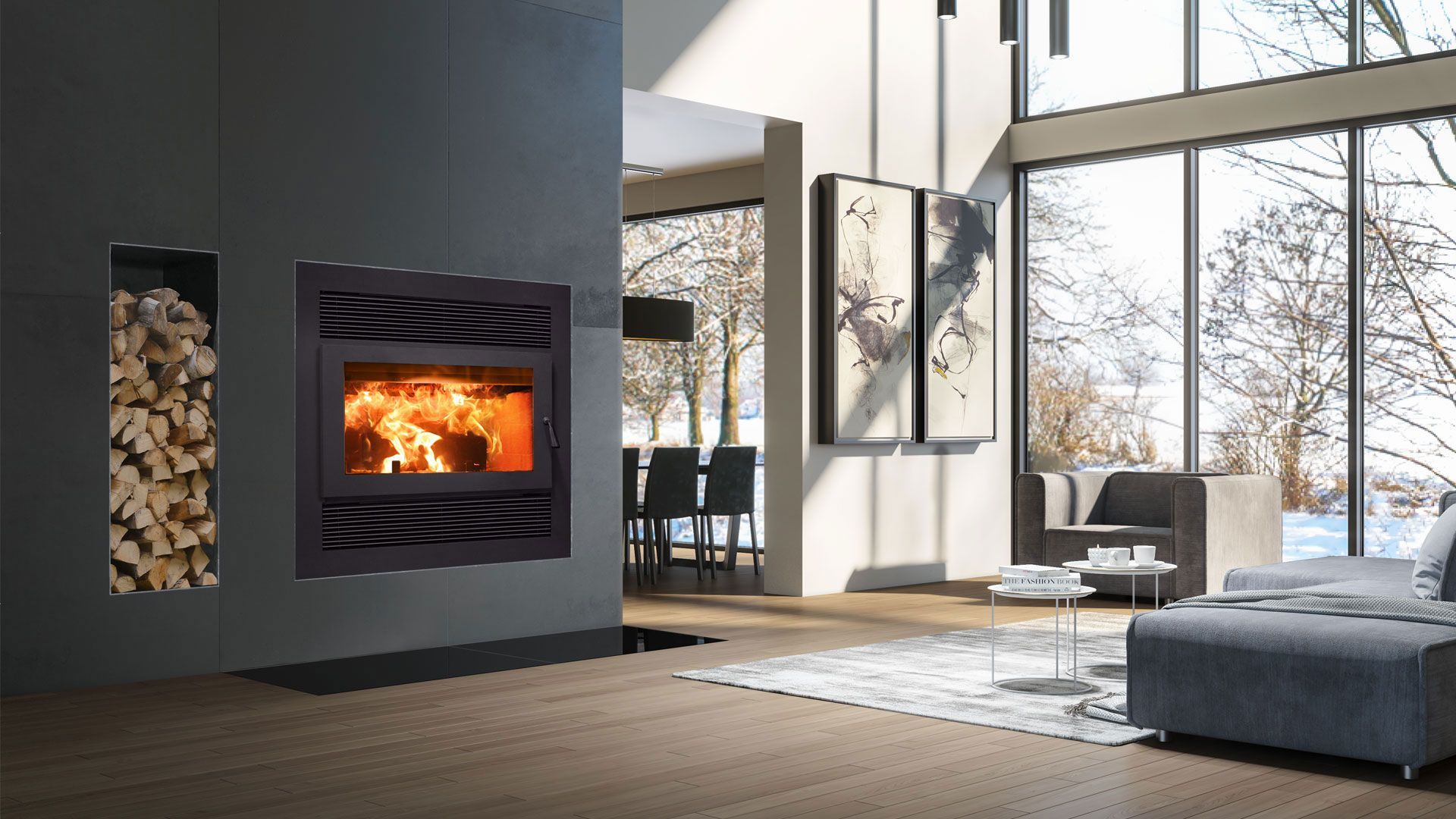 High efficiency fireplace by Astira.