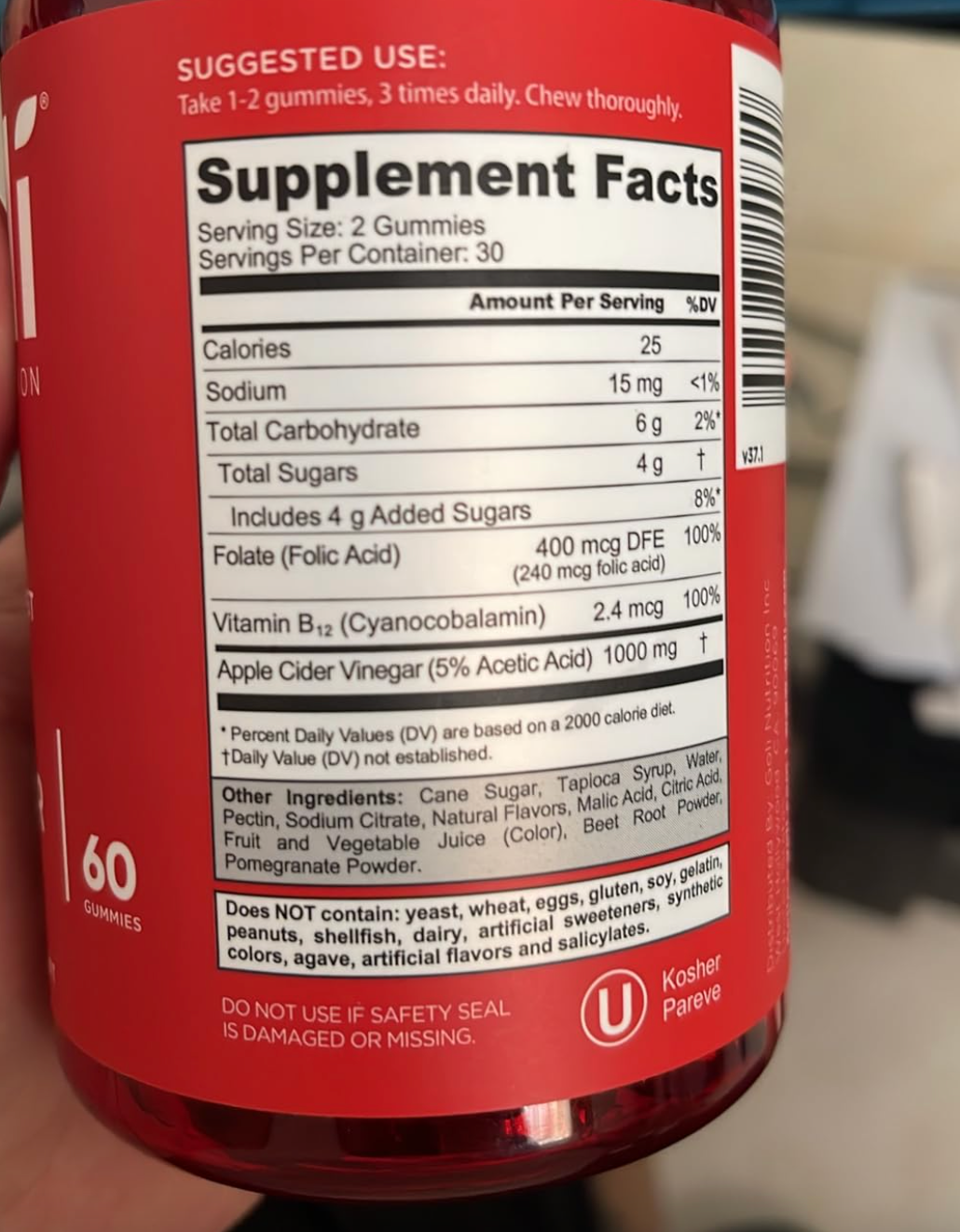 an image of a table provide by Whole Foods Magazine of third party testing for various creatine gummies