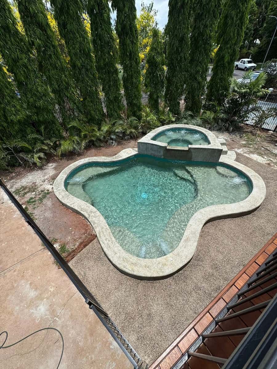 Pool With Attached Spa, Turquoise Water, Surrounded by Textured Concrete — Rod Hardy Plunge Pools in Palmerston, NT