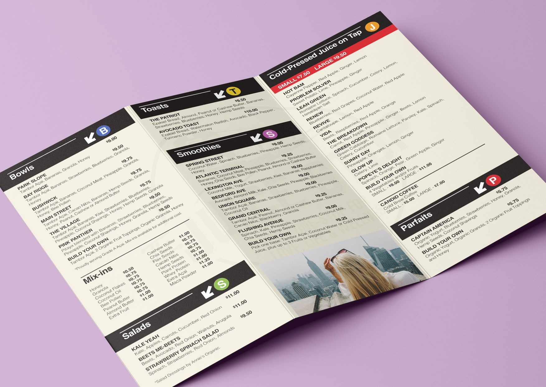 The Juice Stop menu design