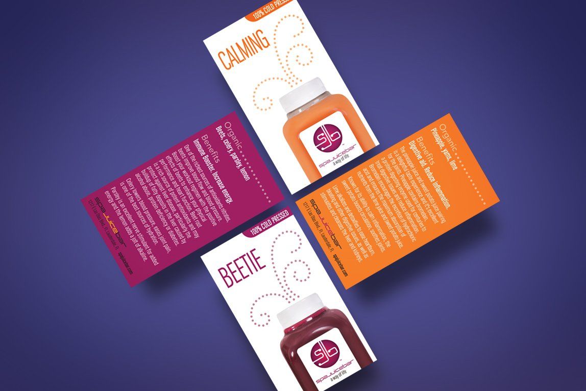 Spa Juice Bar product index cards