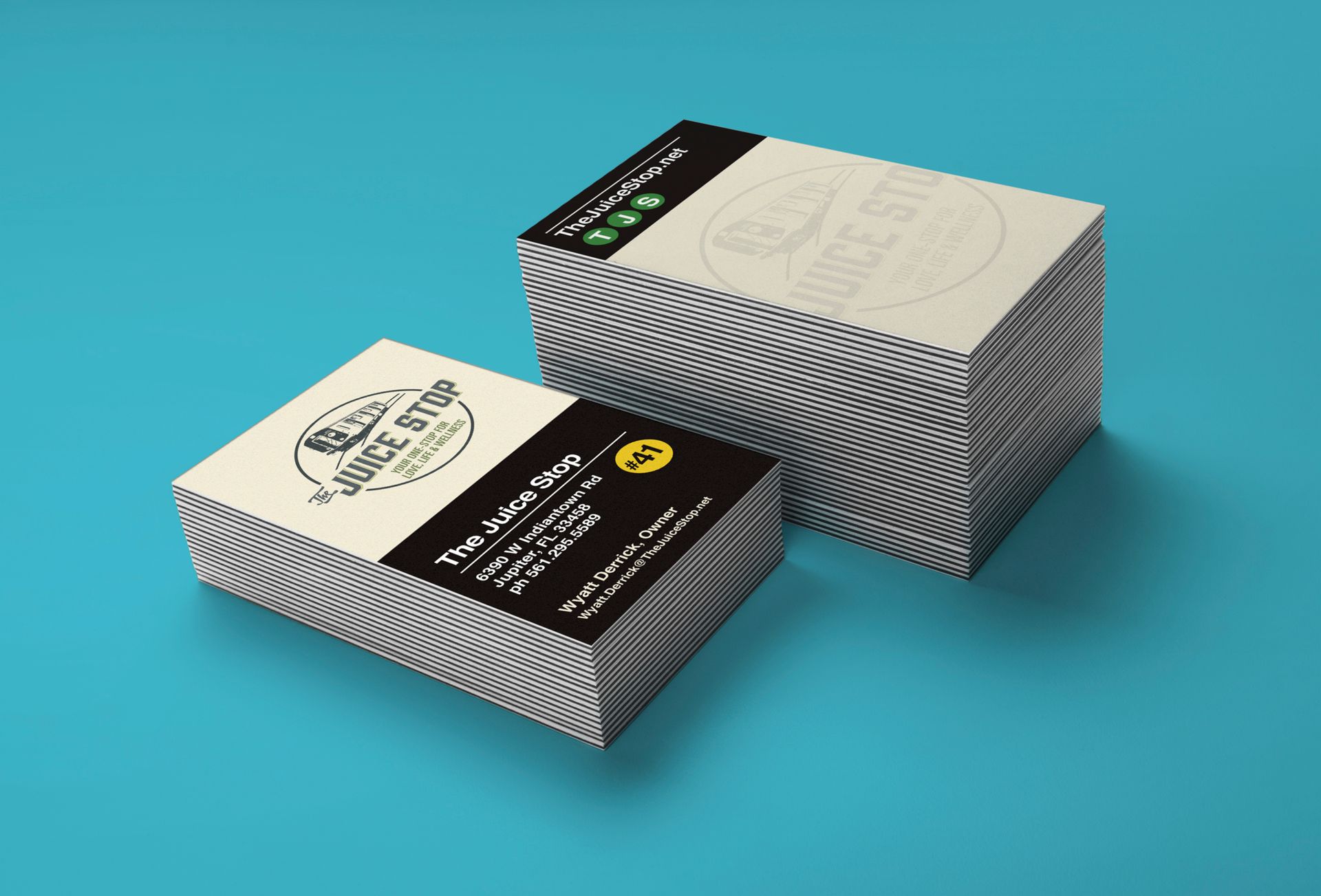 The Juice Stop business card design