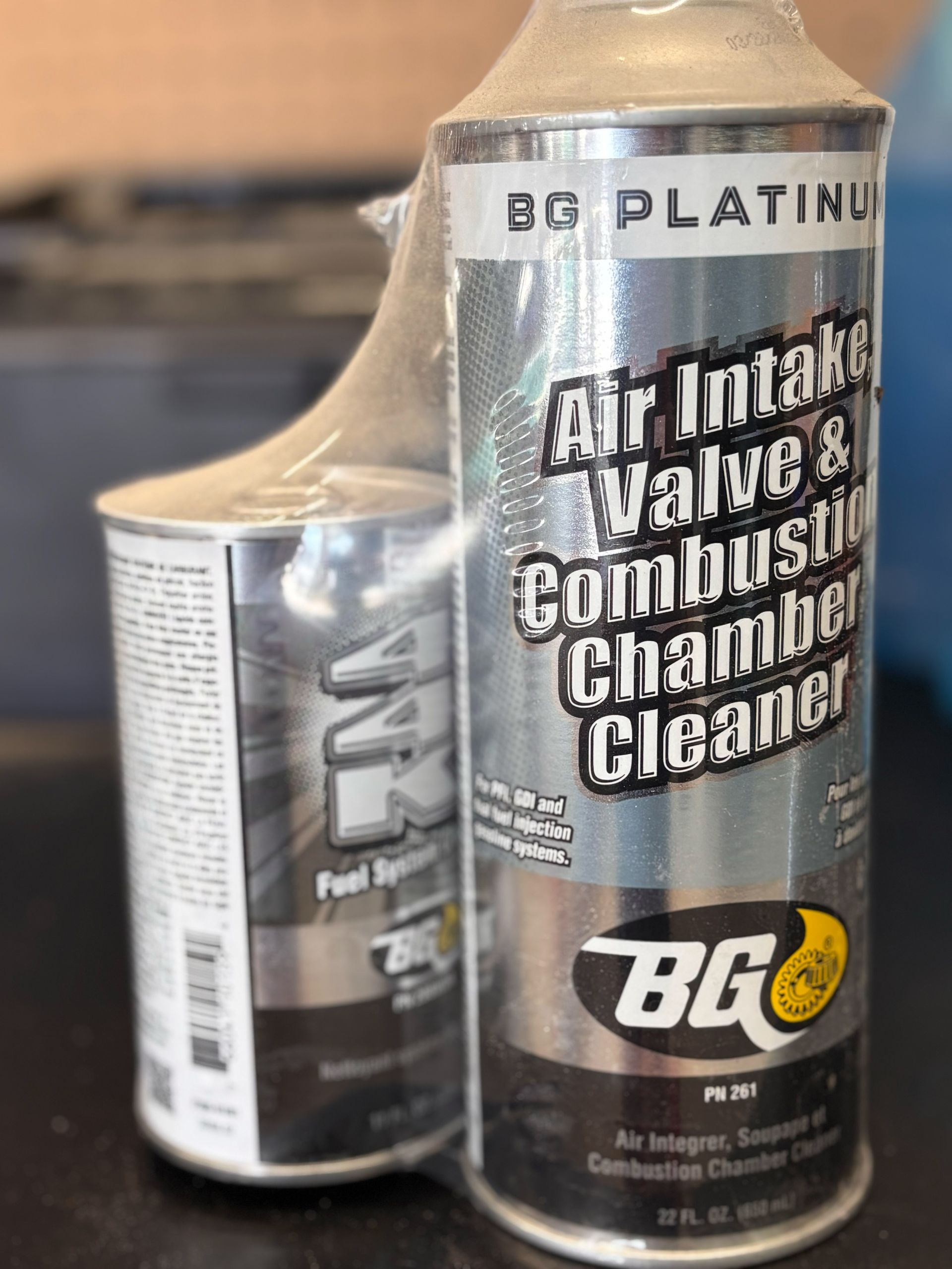 A bottle of air intake valves combustion chamber cleaner