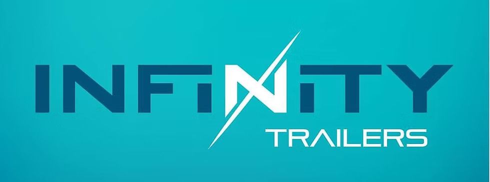 Infinity trailers logo on a blue background