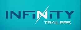Infinity trailers logo on a blue background