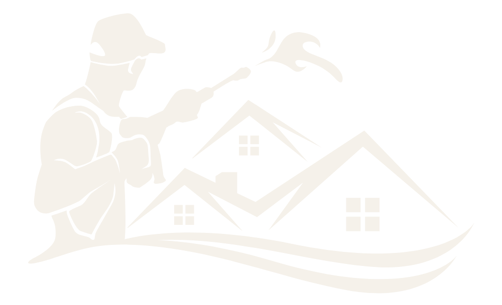 Painter spraying house silhouette.