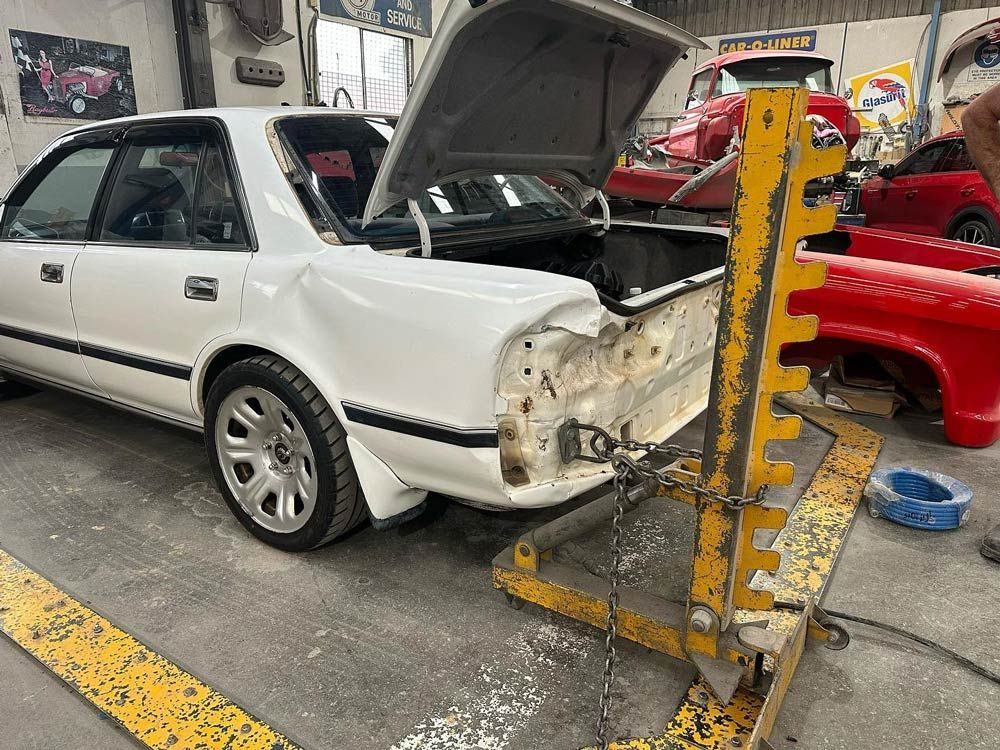 White Car for Repair Service — John Zelukovic Smash Repairs in Orange, NSW