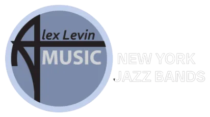 Lex Levin Music logo with “New York Jazz Bands” text in gray and blue