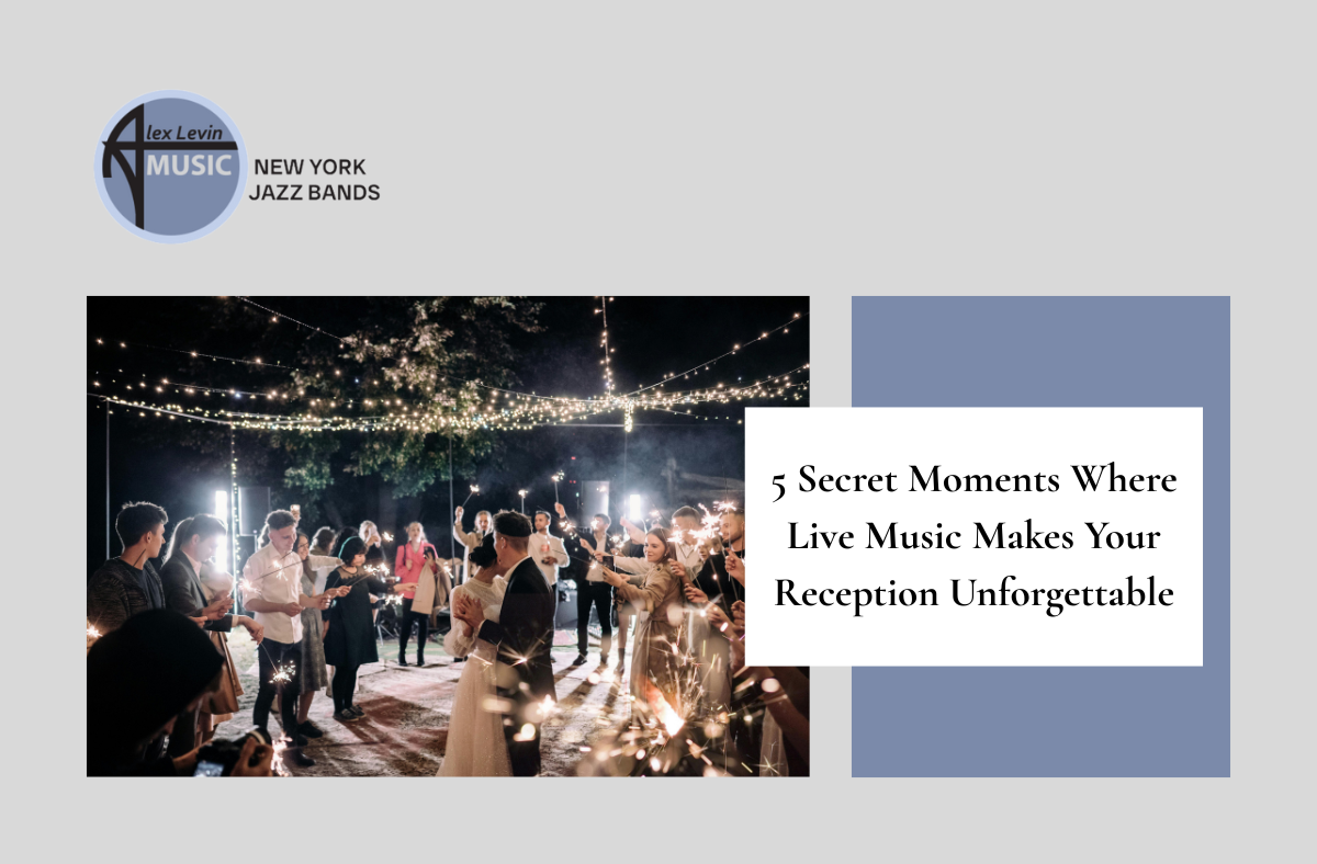 Live music reception under string lights with title text: “5 Secret Moments Where Live Music Makes Your Reception Unforgettable”
