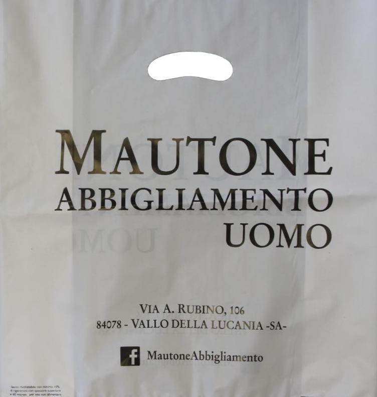 A white plastic bag for mautone abbigliamento uomo