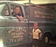 Mike and his father in the truck — commercial garage doors Brookhaven  in Brookhaven, PA