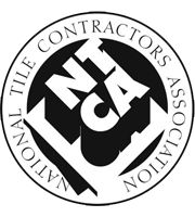 Circular black-and-white National Tile Contractors Association logo with interlocking N T C A letters.