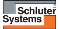 Schluter Systems logo in black and orange on a gray background