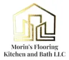 Morin's Flooring Kitchen and Bath LLC logo with gold house outline and black text