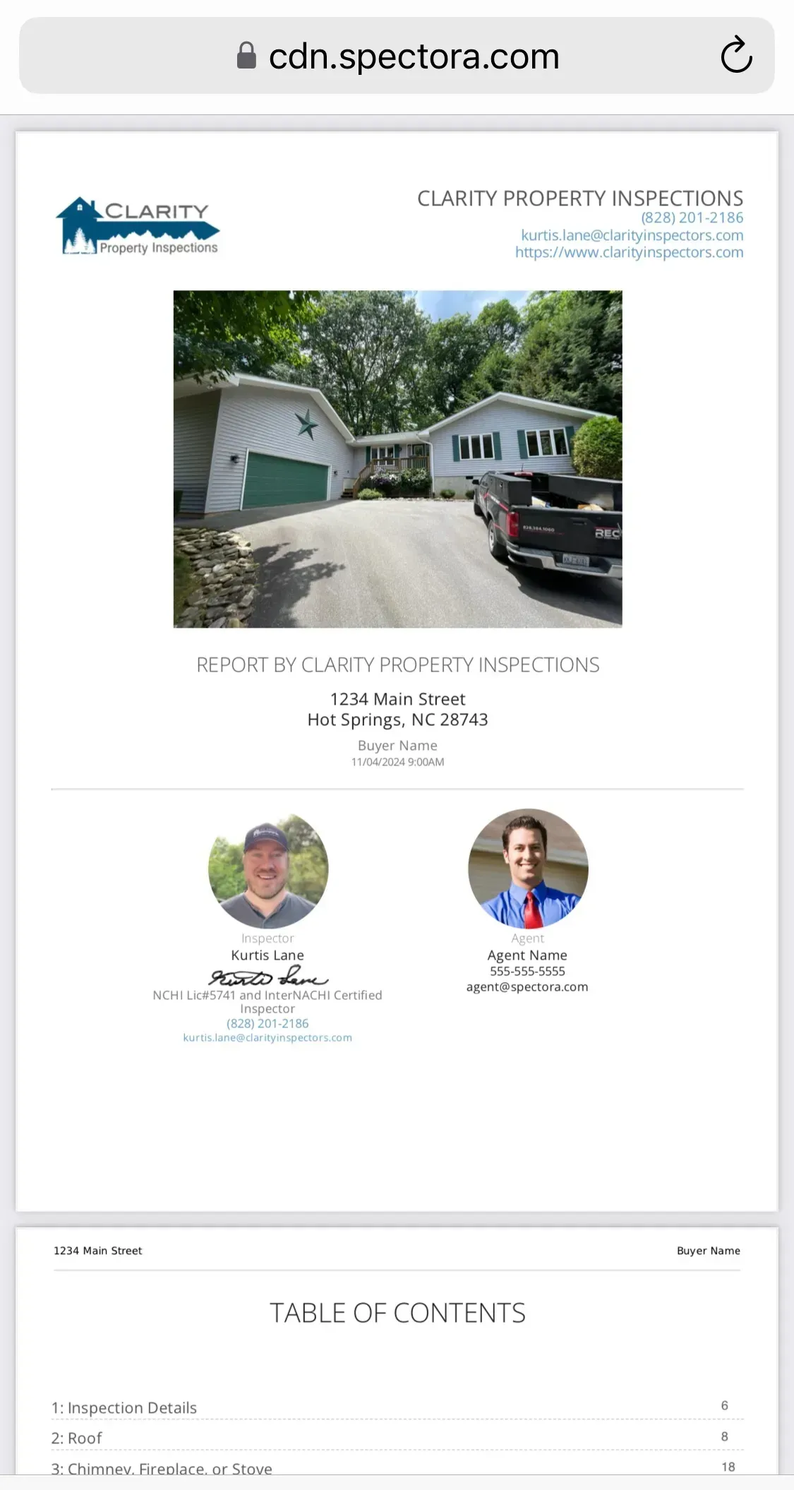 A phone screen shows a picture of a house for sale.