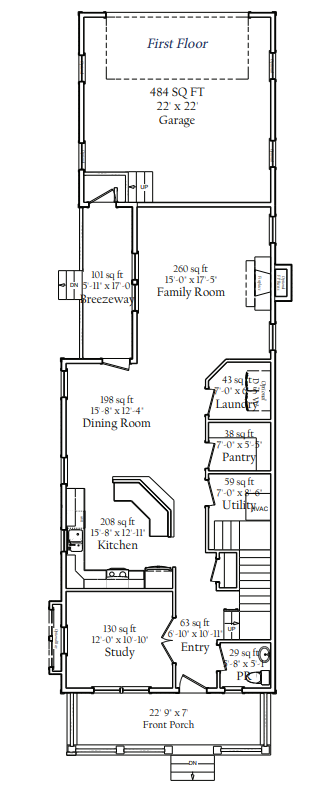 First floor floorplan | Chantham Classic | Covell Communities | Chester, Maryland 21619