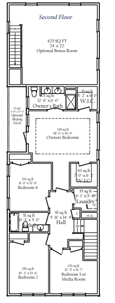 Second floor floorplan | Chantham Executive | Covell Communities | Chester, Maryland 21619