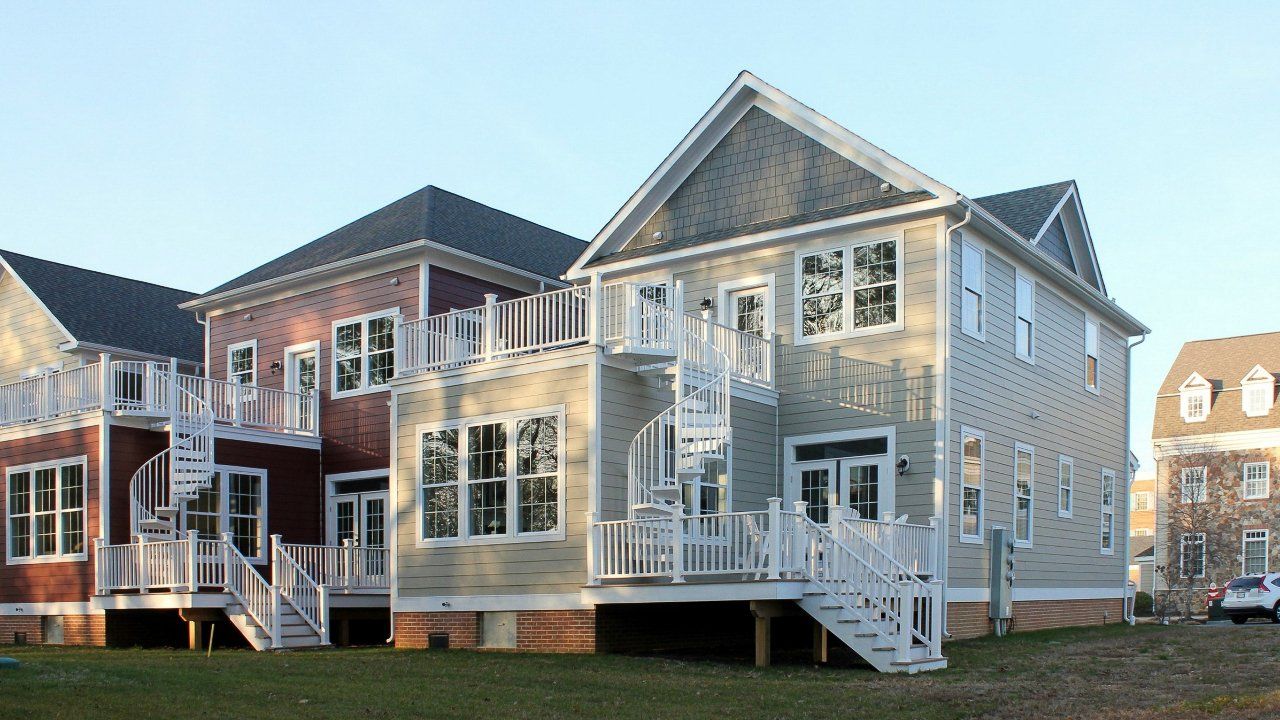 Grey two story home exterior | Chantham Executive | Covell Communities | Chester, Maryland 21619