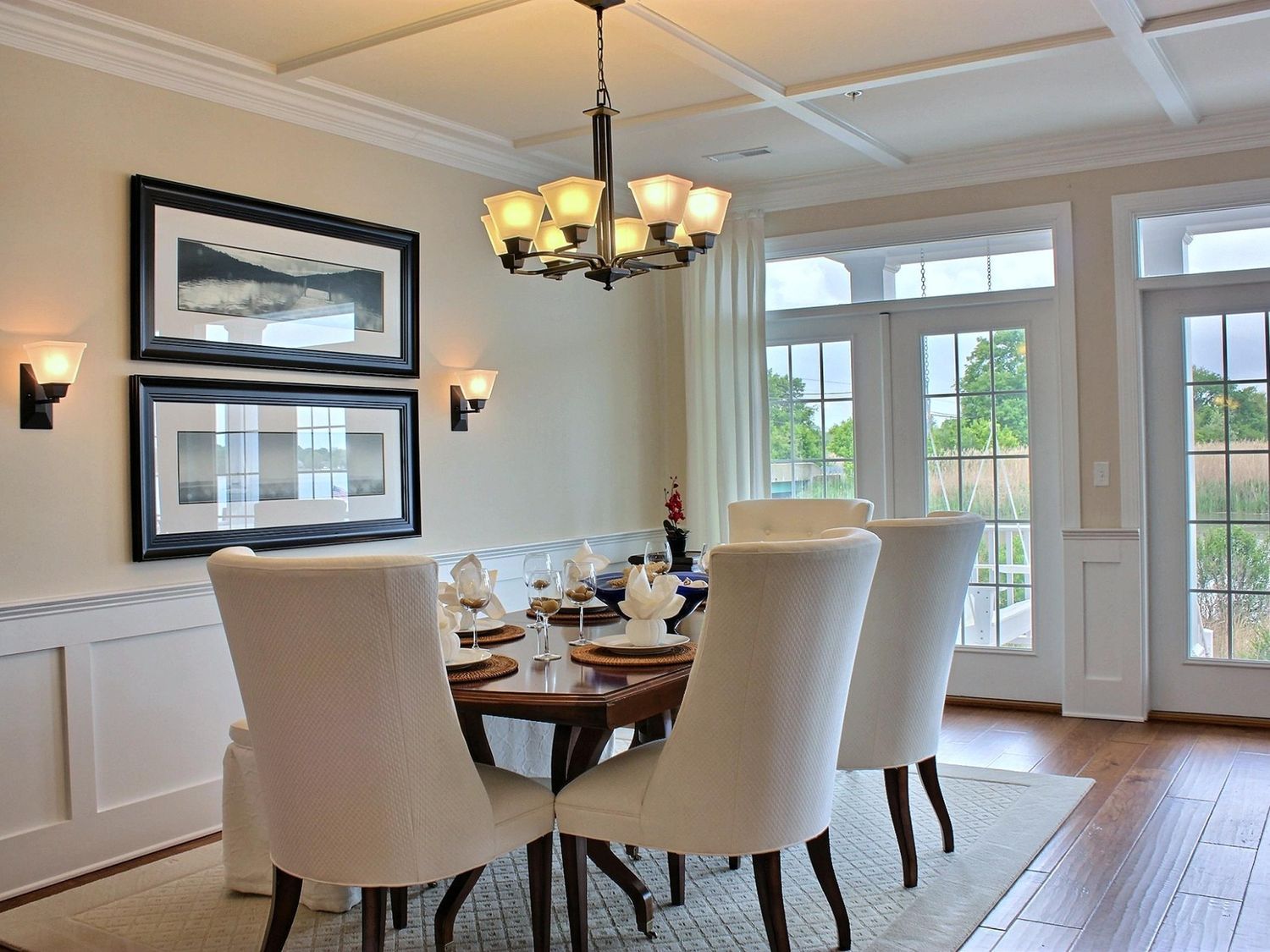 Dining room with coffered ceiling | Trim | Covell Communities | Chester, Maryland 21619
