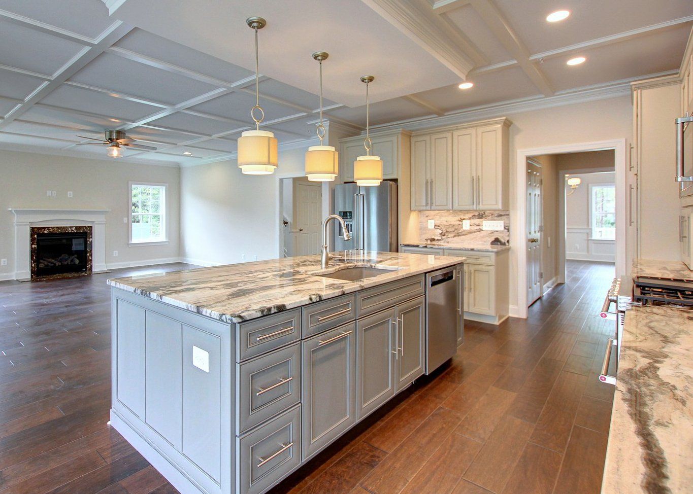 Modern kitchen with marble top island | Build on Your Lot | Covell Communities | Chester, Maryland 21619