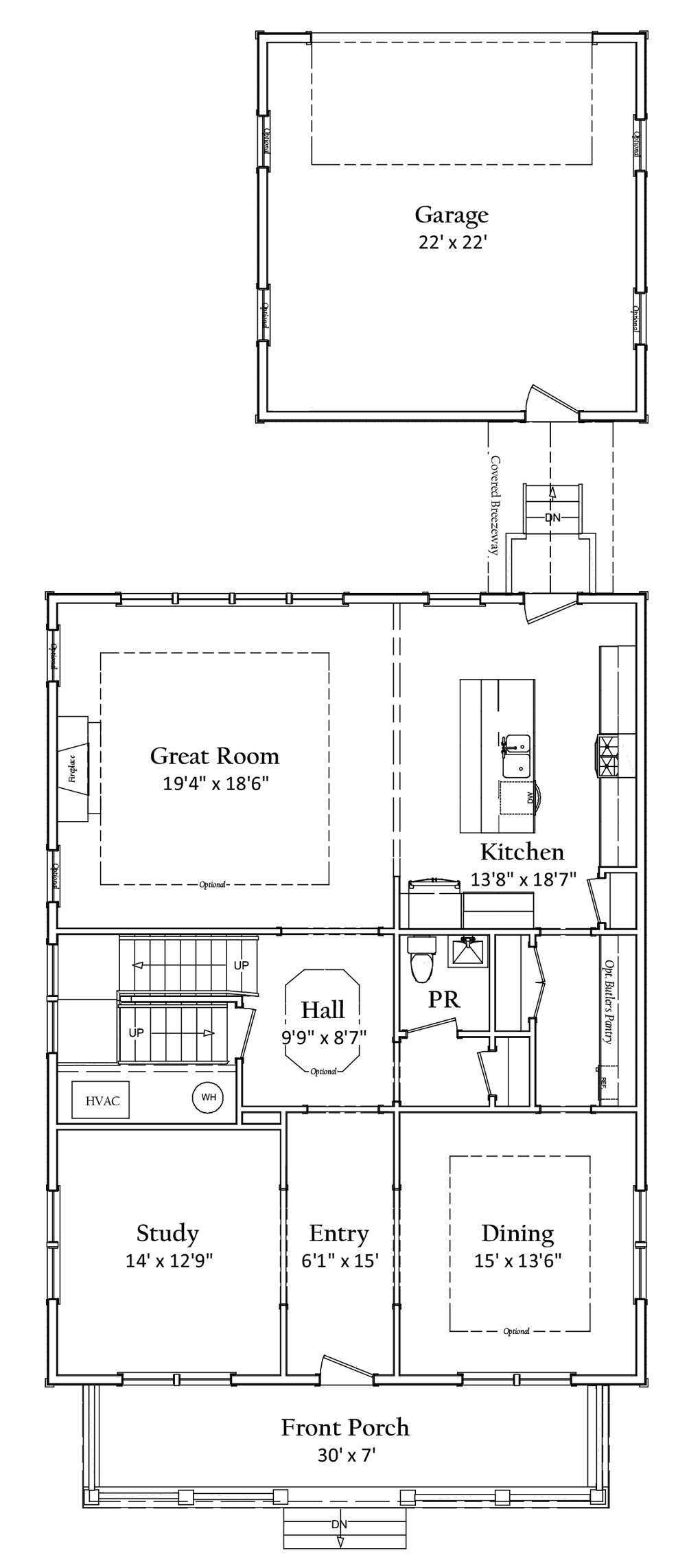 First floor floorplan | East Port Classic | Covell Communities | Chester, Maryland 21619