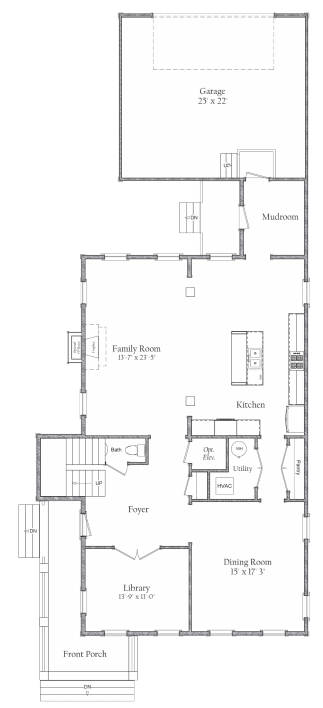 First floor floorplan | Harbour Town Executive | Covell Communities | Chester, Maryland 21619