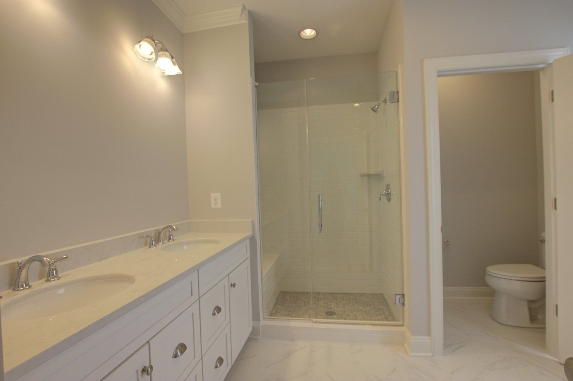 Bathroom with tile floor and shower | Tile | Covell Communities | Chester, Maryland 21619