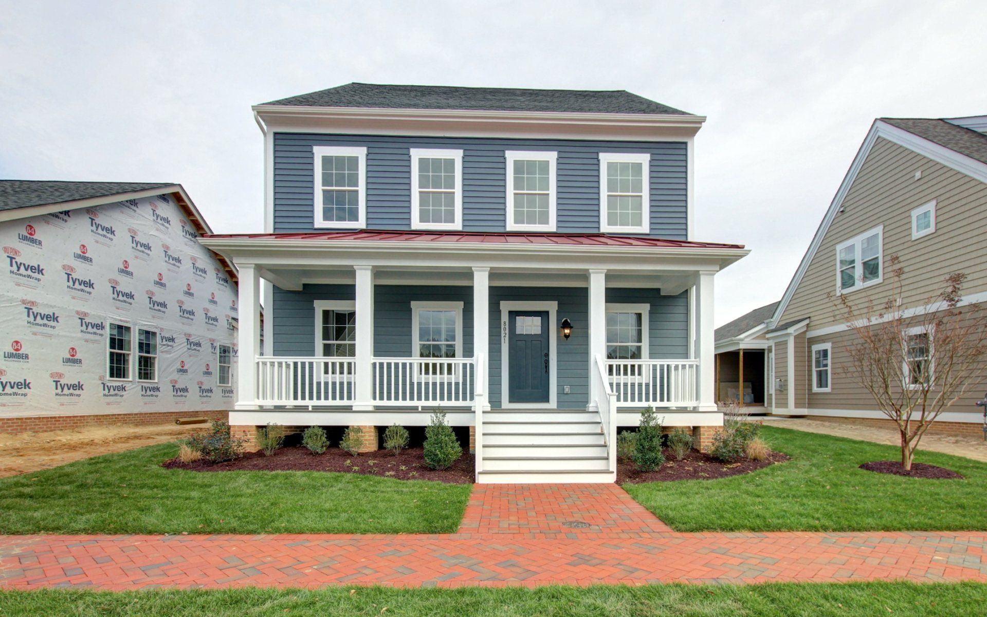 Blue two story home exterior | Kitty Hawk Classic | Covell Communities | Chester, Maryland 21619