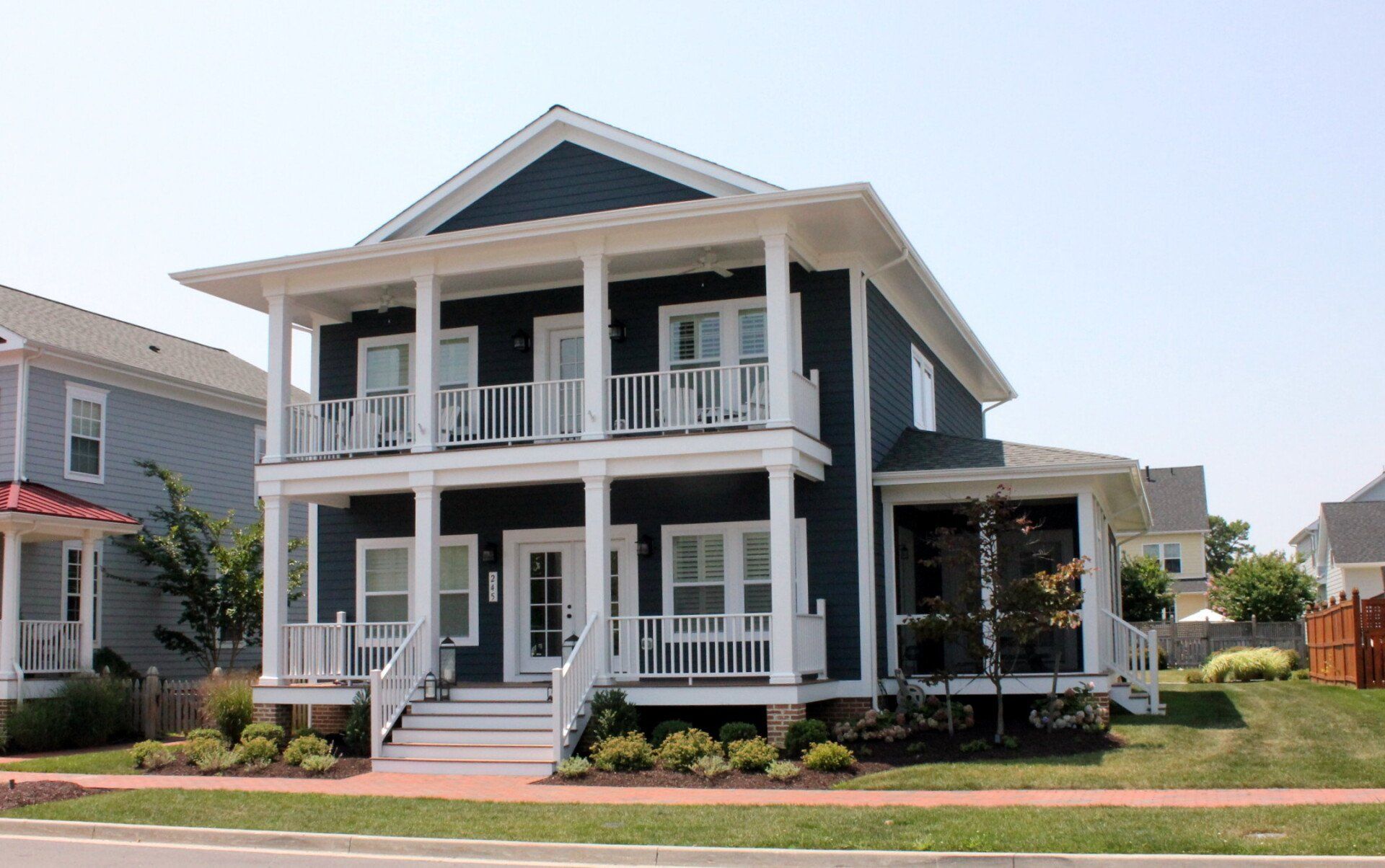 Blue two story home exterior | Kitty Hawk Classic | Covell Communities | Chester, Maryland 21619