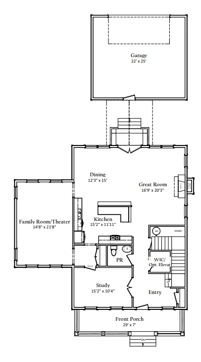First floor floorplan | Kitty Hawk Executive | Covell Communities | Chester, Maryland 21619