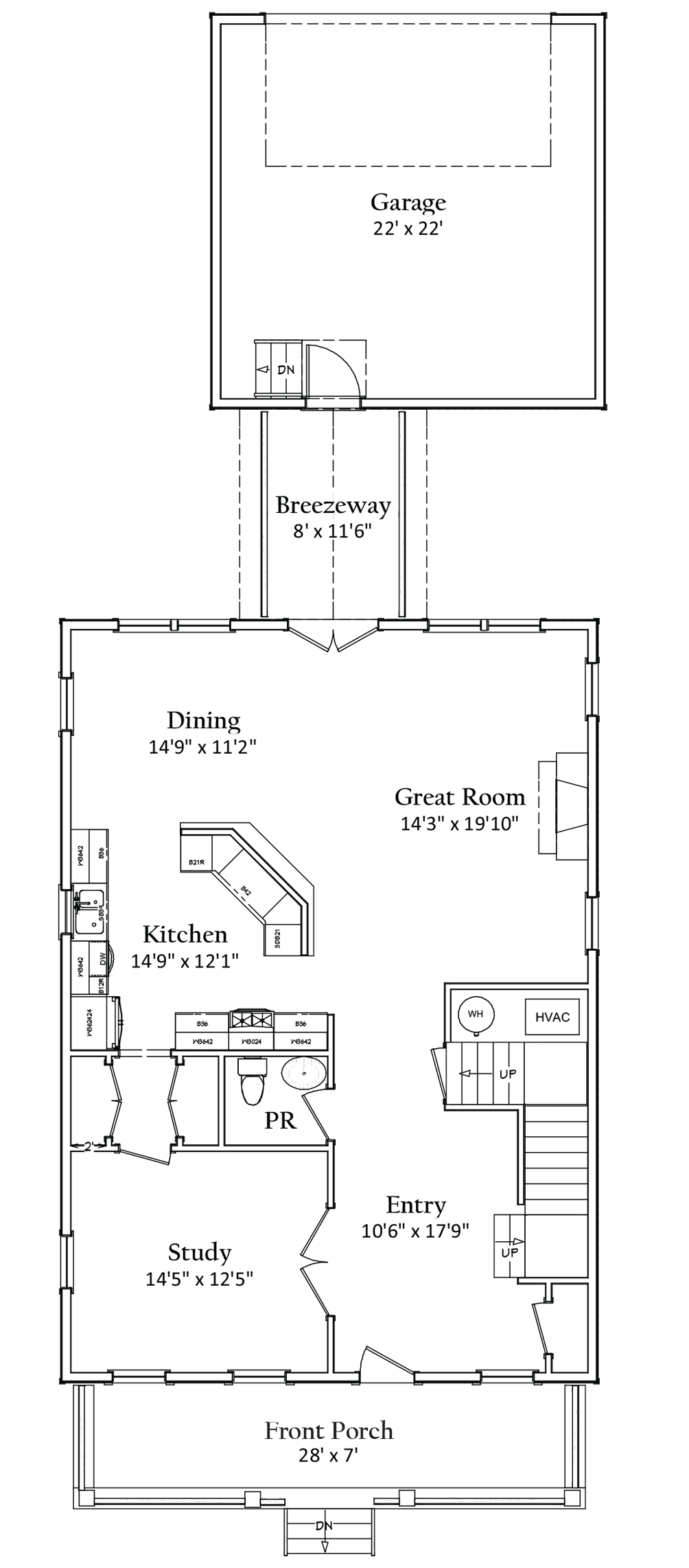 First floor floorplan | Kitty Hawk Classic | Covell Communities | Chester, Maryland 21619