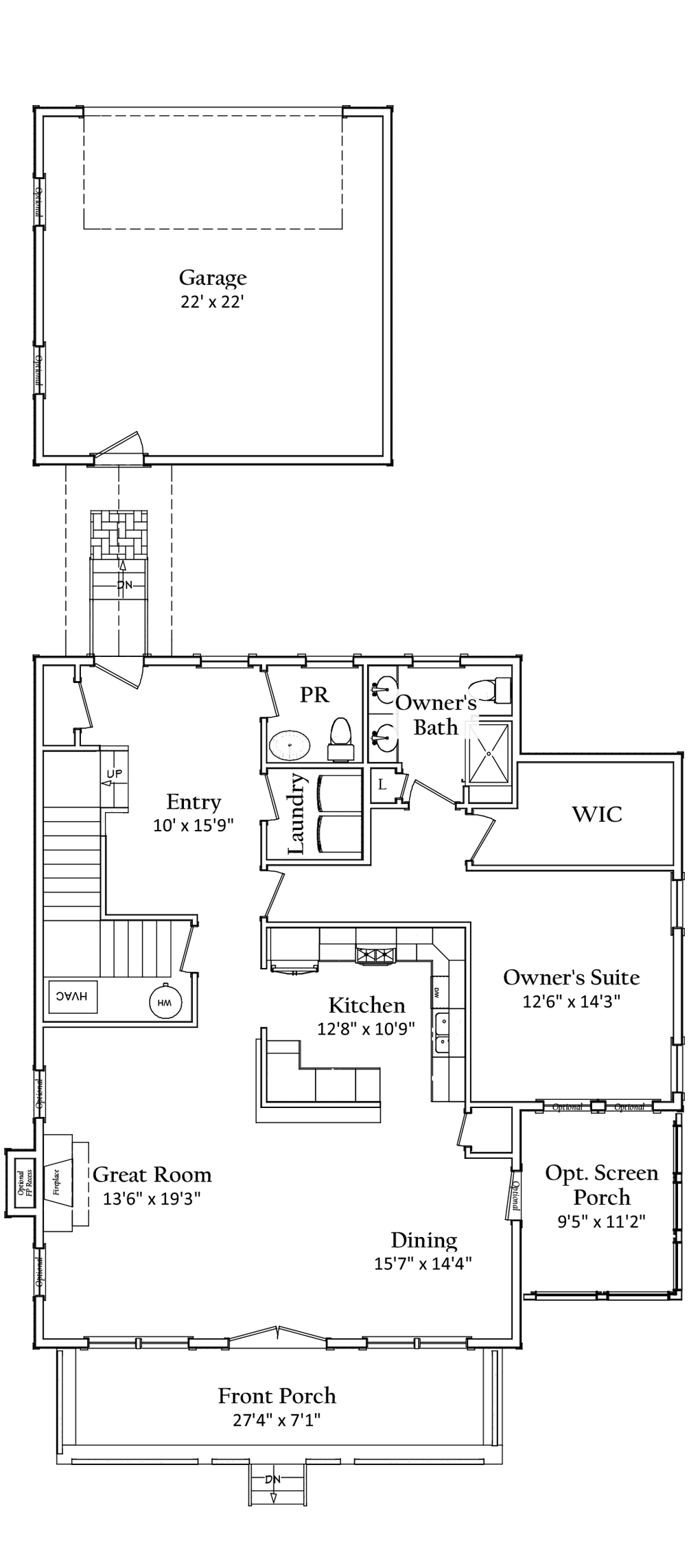 First floor floorplan | Kitty Hawk Legacy | Covell Communities | Chester, Maryland 21619