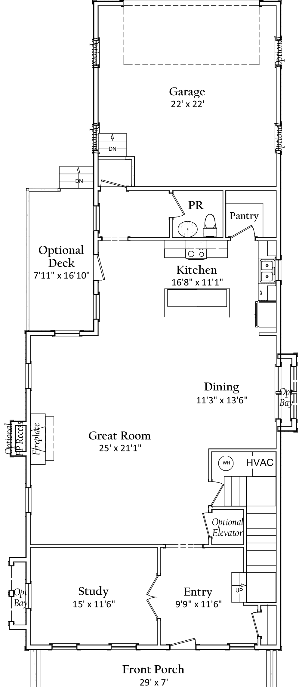First floor floorplan | Port Royal Classic | Covell Communities | Chester, Maryland 21619