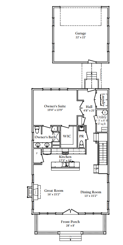 First floor floorplan | Sawgrass Legacy | Covell Communities | Chester, Maryland 21619