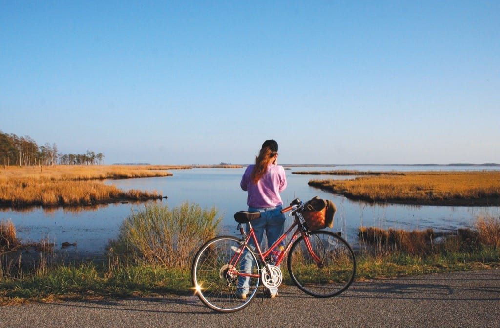 Woman on bike | Eastern Shore Natural Beauty | Covell Communities | Chester, Maryland 21619