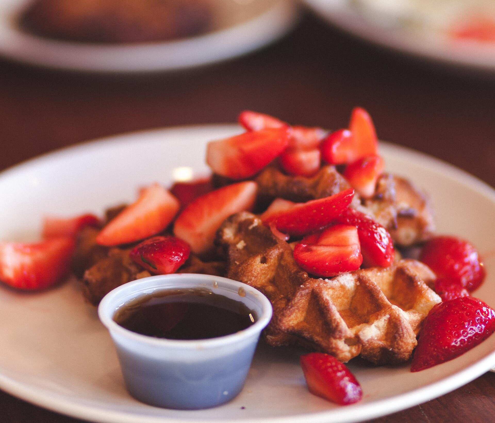 Waffles and fruit on plate | Brunch | Covell Communities | Chester, Maryland 21619