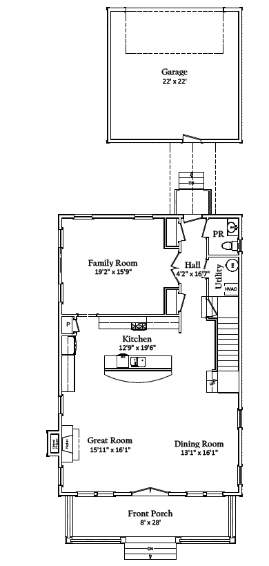 First floor floorplan | Sawgrass Classic | Covell Communities | Chester, Maryland 21619
