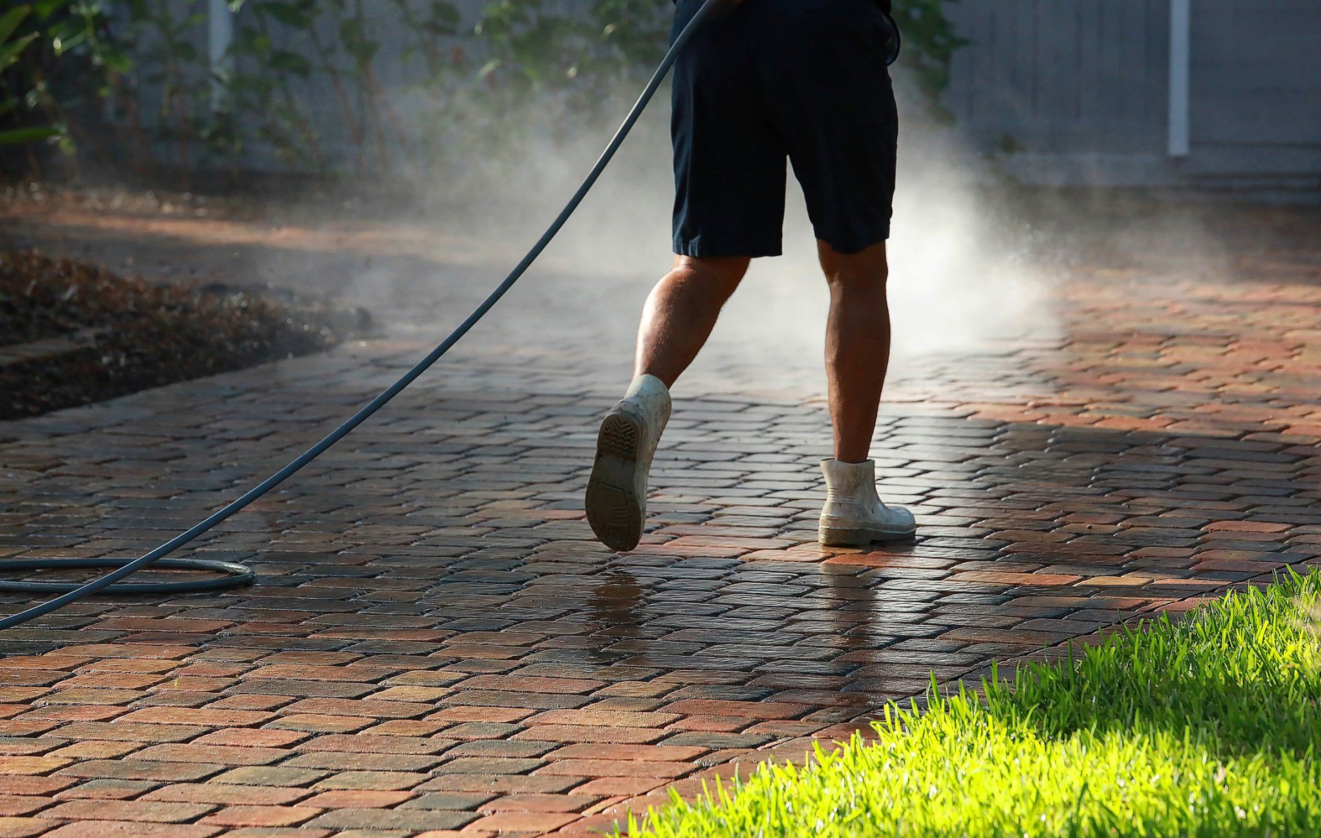 Cleaning Driveway With Pressure Washer — Jacksonville FL — Paver Protections LLC