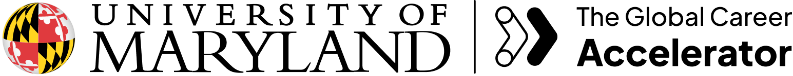 University of Maryland logo and The Global Career Accelerator logo