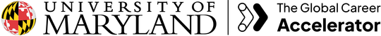 University of Maryland logo and The Global Career Accelerator logo