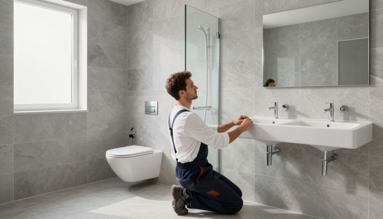 Badkamer plaatsen inclusief toilet en wasbak