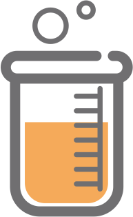 An icon of a beaker filled with liquid and bubbles.