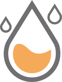 A drop of water with two drops of water coming out of it.